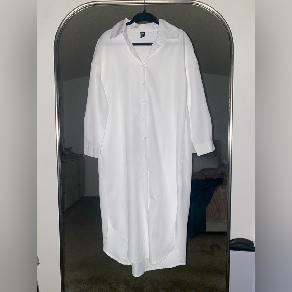 SHEIN  white button down dress